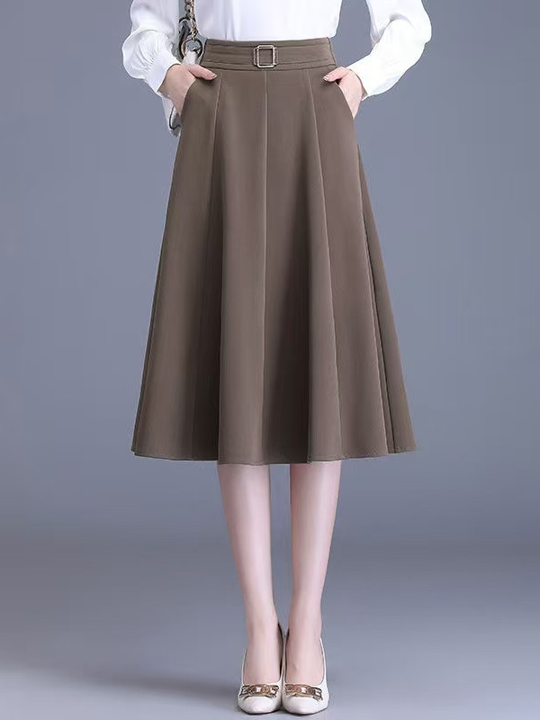 A-Line Skirt Midi - Büyük Beden Kadınlar İçin İnceltici Elastik