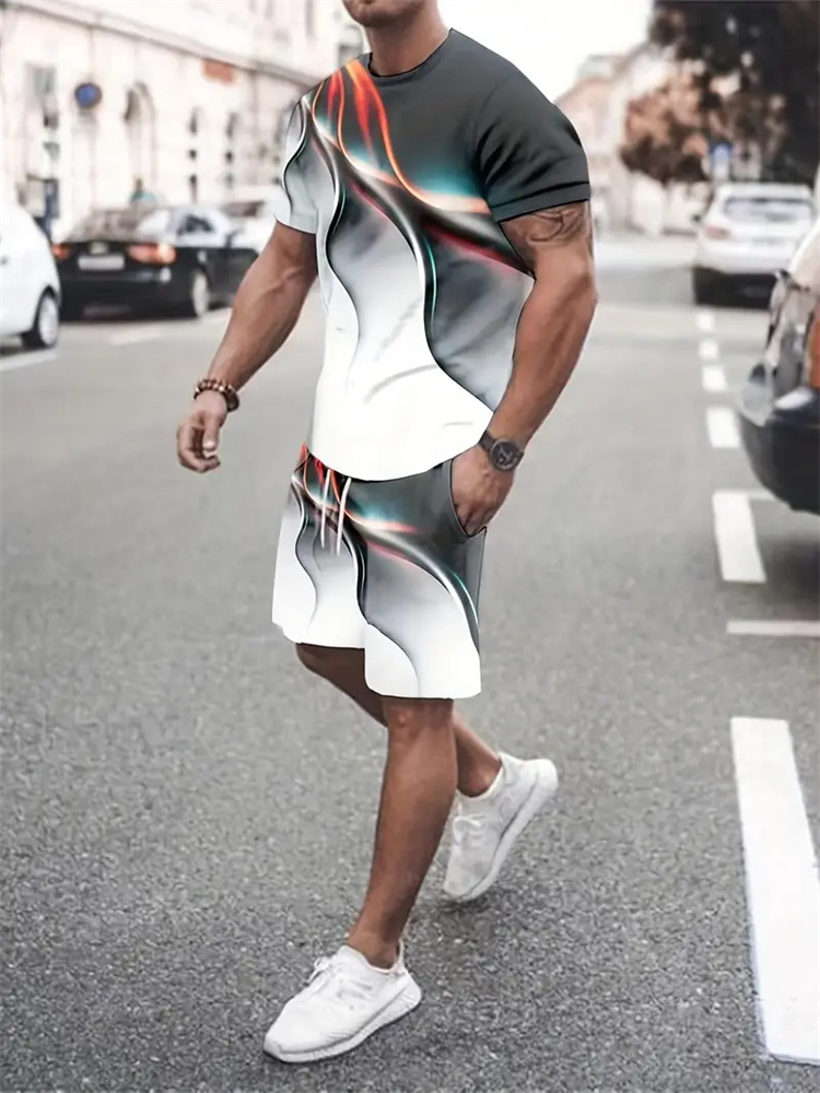 Women And Men Fashion - Erkek Kadın Degrade Doku T-shirt Iki