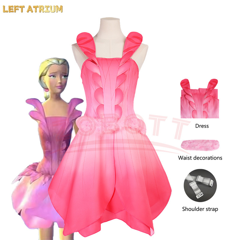 Off Shoulder Top - Anime Elina Cosplay Kostüm Fairytopia Pembe