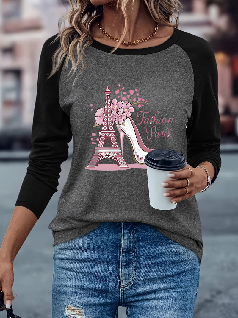 Women'S Fashion Paris - Moda Paris Çiçek Baskılı Tişört Kadın