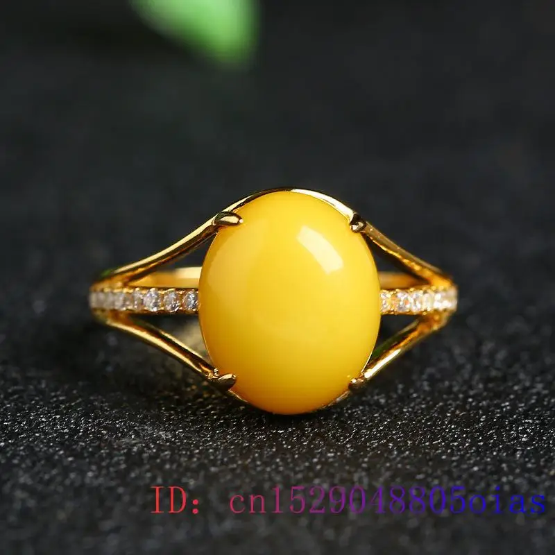 Women Fashion Rings - Sarı Amber Yüzük Moda Şanslı Charm