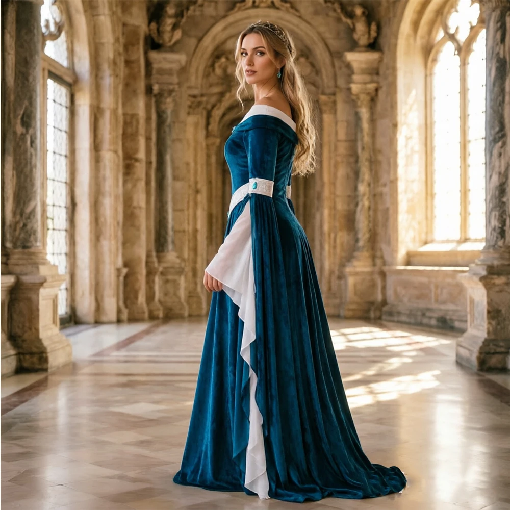 Off Shoulder Top - Orta Çağ Rönesans Elf Stili Elbise