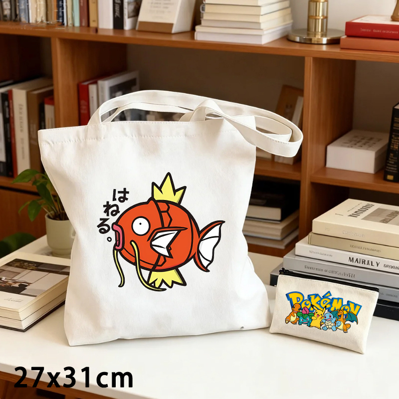Coin Purse Women - 2'li Pokemon Desenli Kanvas Çanta ve