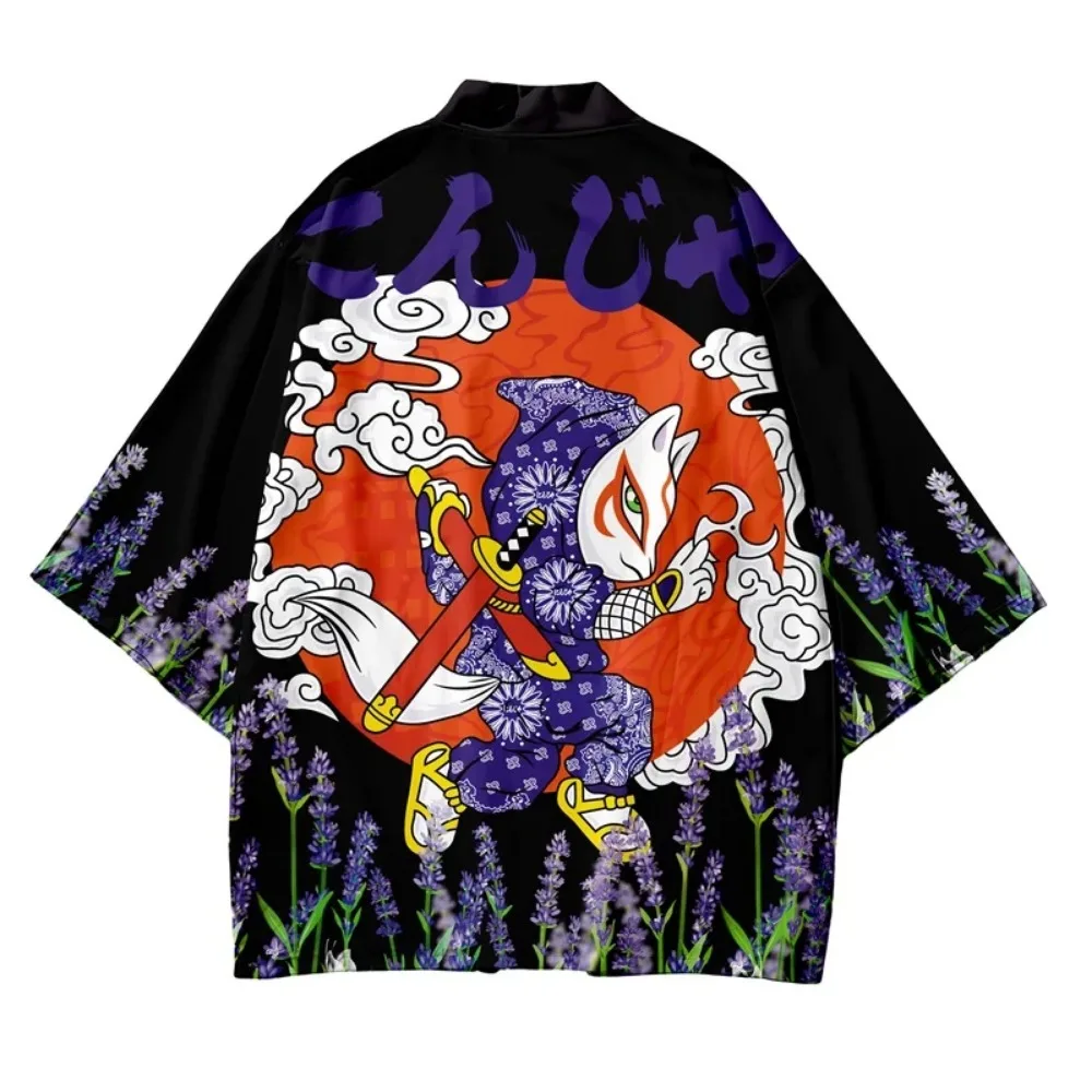 Kimono Cardigan Women - Vinç Desen Baskı Kimono Hırka Geleneksel