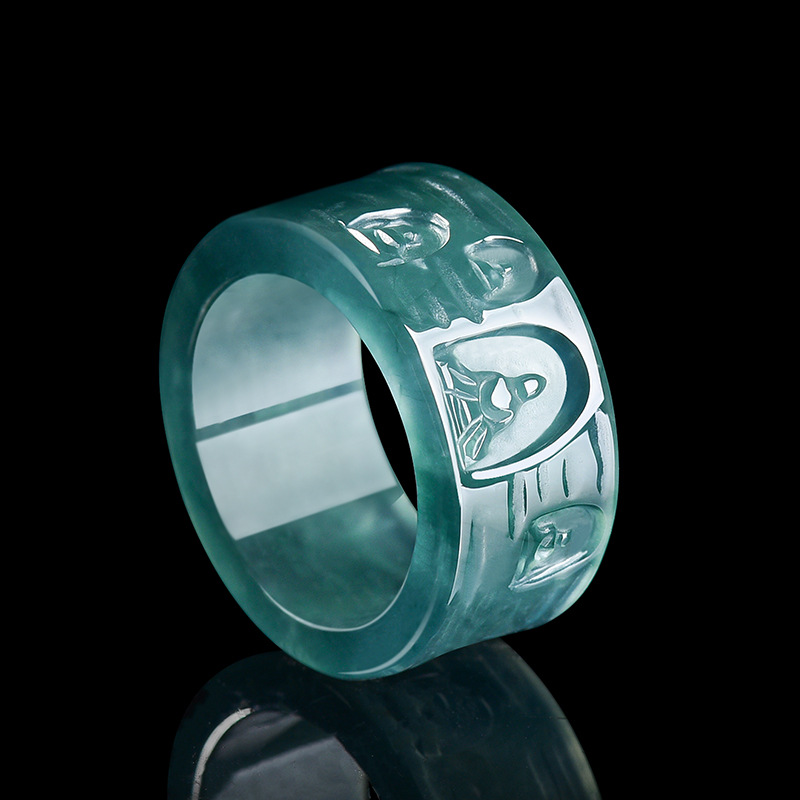Women Fashion Rings - Doğal Birmanya Jadeit Buda Yüzük Lüks