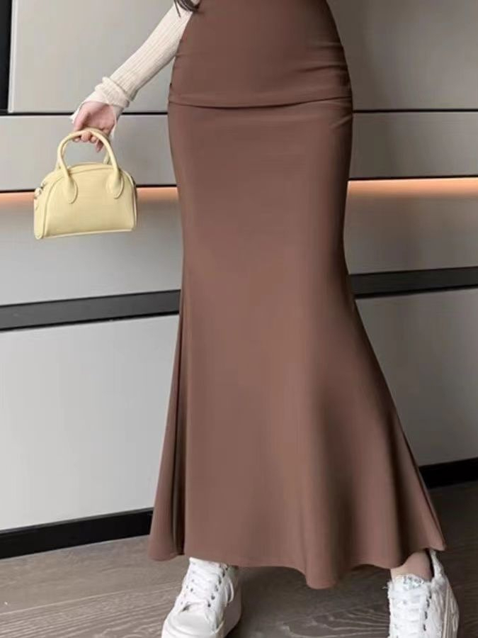 Şık Kore Tarzı Düz Renk Elasti - A-Line Skirt Midi incelemesi ve fiyatı