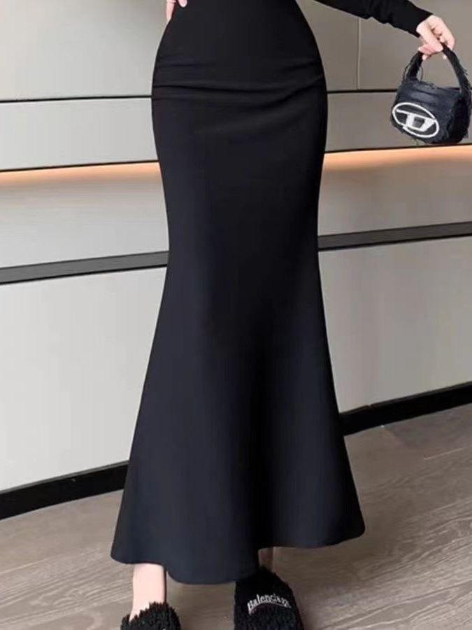 Şık Kore Tarzı Düz Renk Elasti - A-Line Skirt Midi incelemesi ve fiyatı