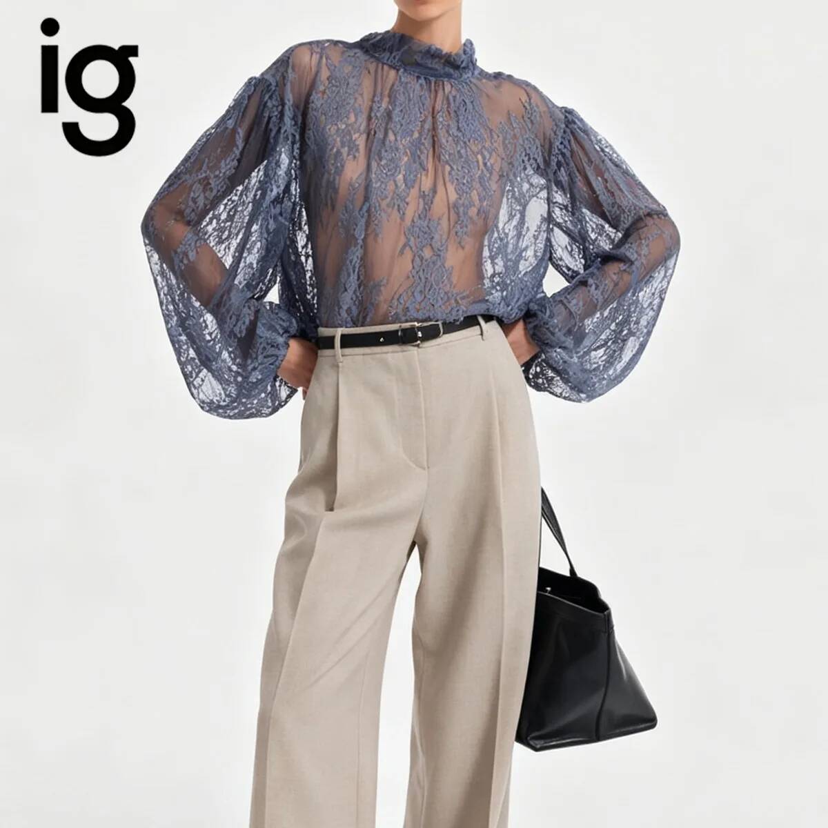 IG 2026 Kadın Şeffaf Dantel Bl - Puff Sleeve Blouse incelemesi ve fiyatı