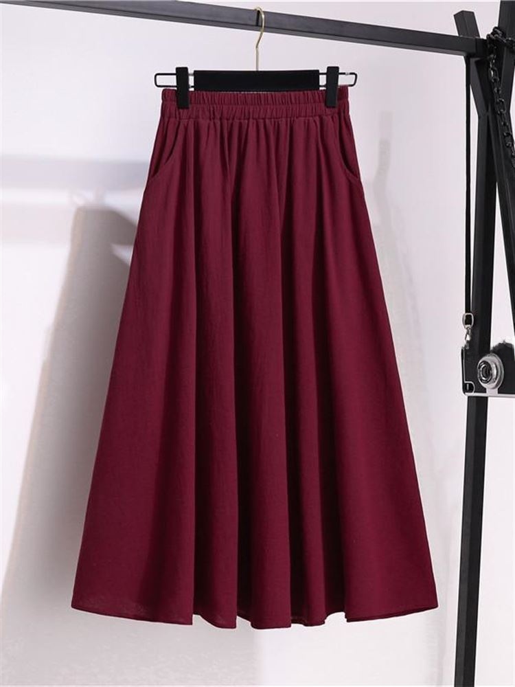 Yeni 2024 Yüksek Bel Pamuklu K - A-Line Skirt Midi incelemesi ve fiyatı