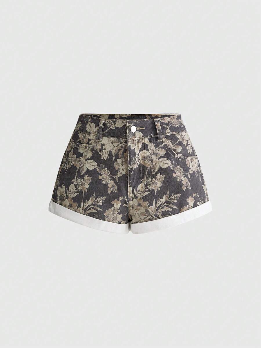 Kadın Kot Şort Çiçek Desenli Y - Denim Shorts Women incelemesi ve fiyatı