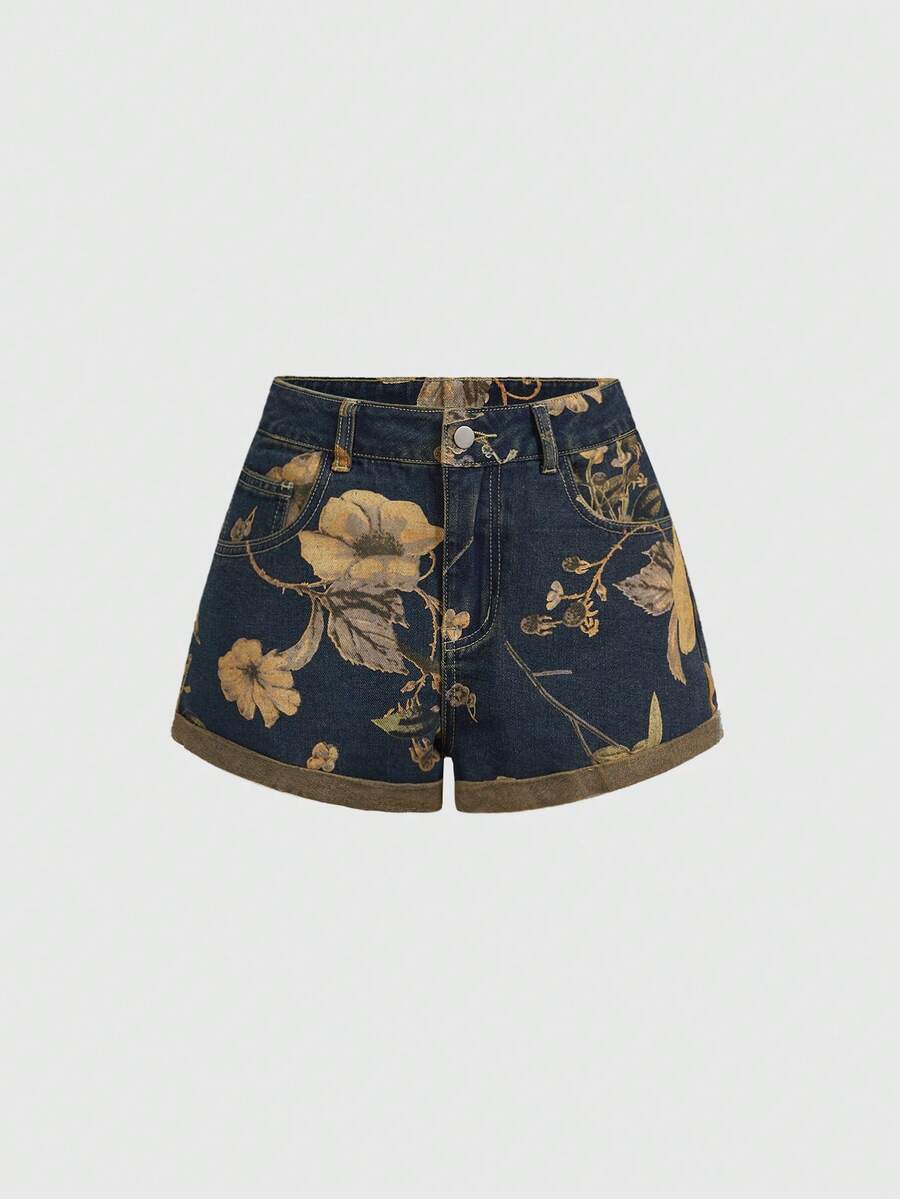 Kadın Kot Şort Çiçek Desenli Y - Denim Shorts Women incelemesi ve fiyatı