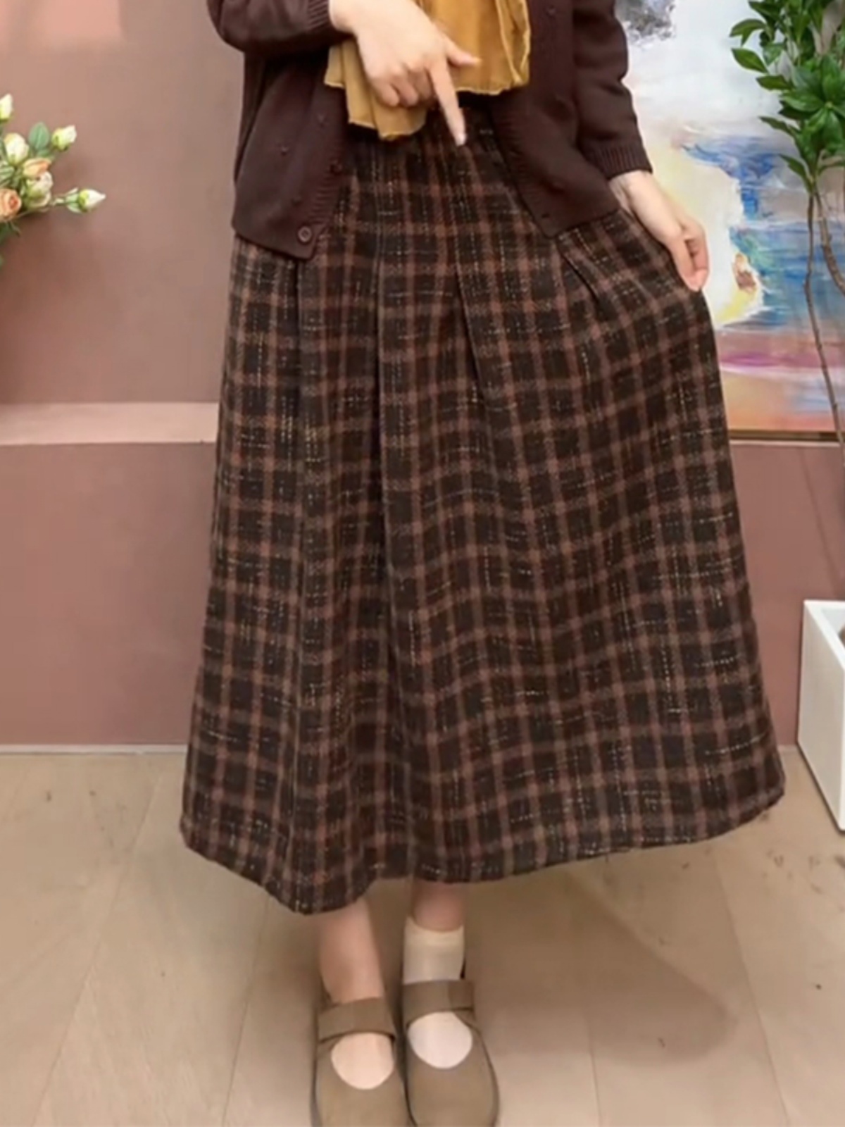Retro Kalınlaştırılmış Yünlü A - A-Line Skirt Midi incelemesi ve fiyatı