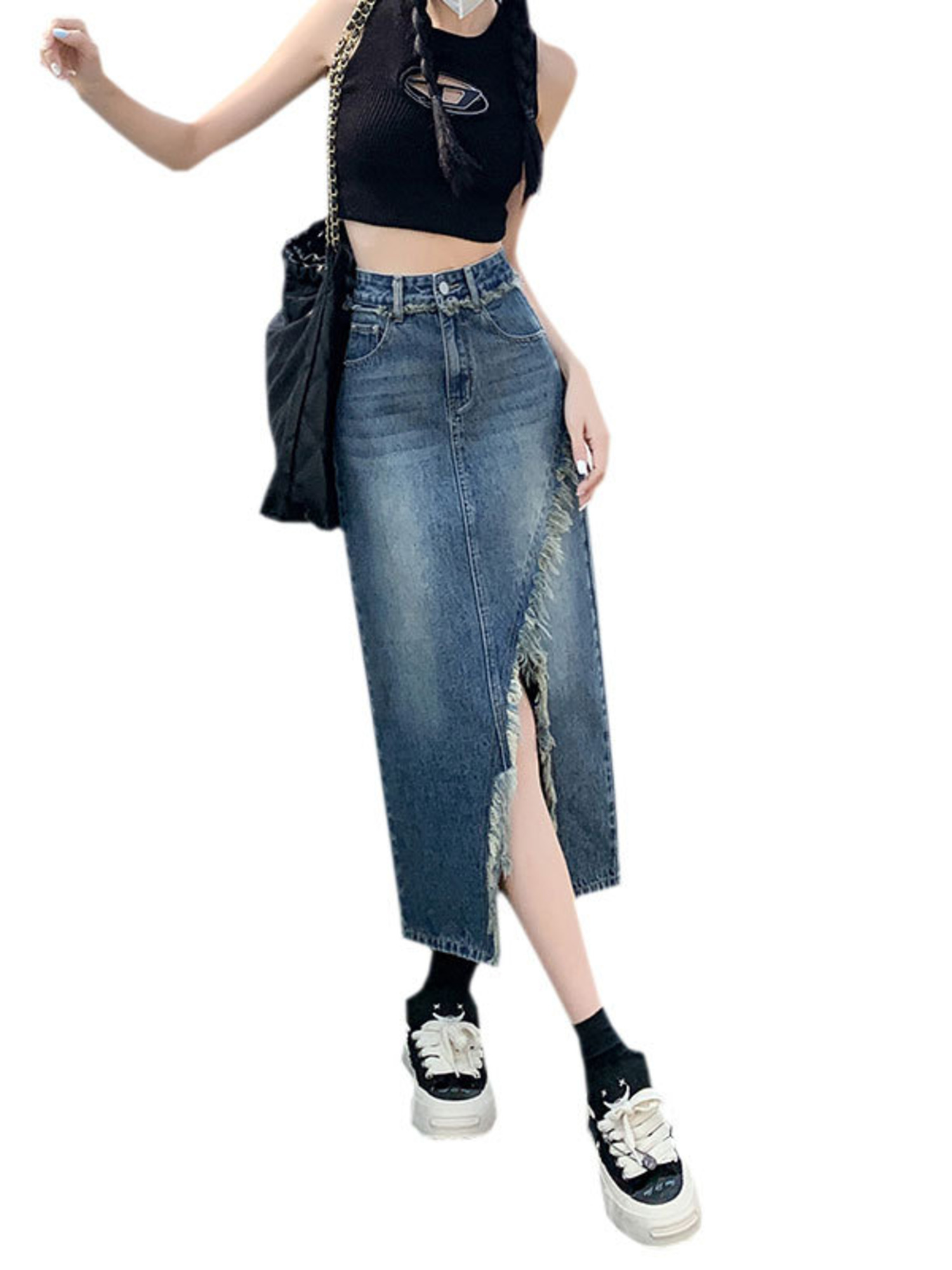 Kadın Yüksek Bel Kot Etek A-Li - A-Line Skirt Midi incelemesi ve fiyatı