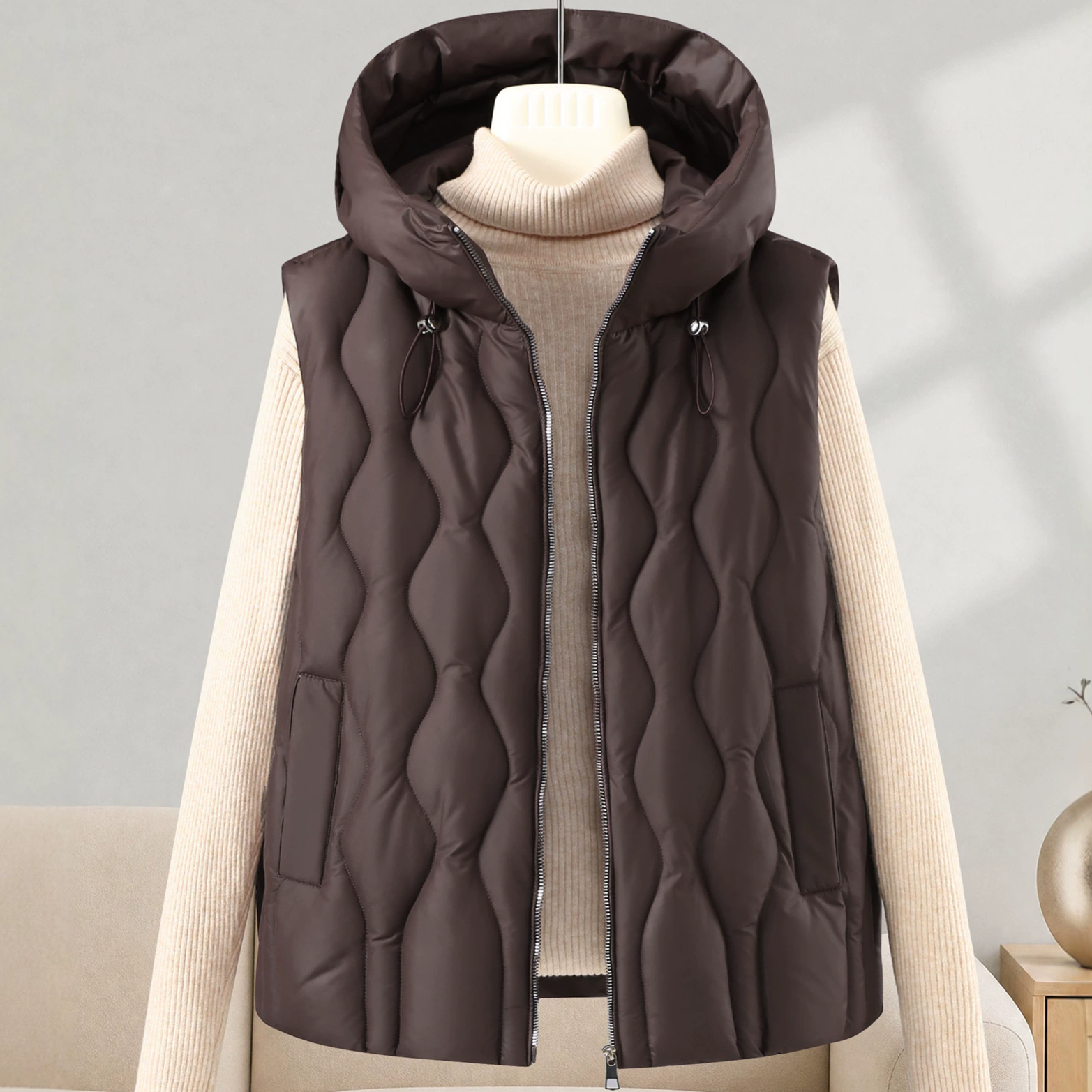 Kısa Kalın Kabarık Yelek Düz R - Puffer Vest Fashion Women incelemesi ve fiyatı