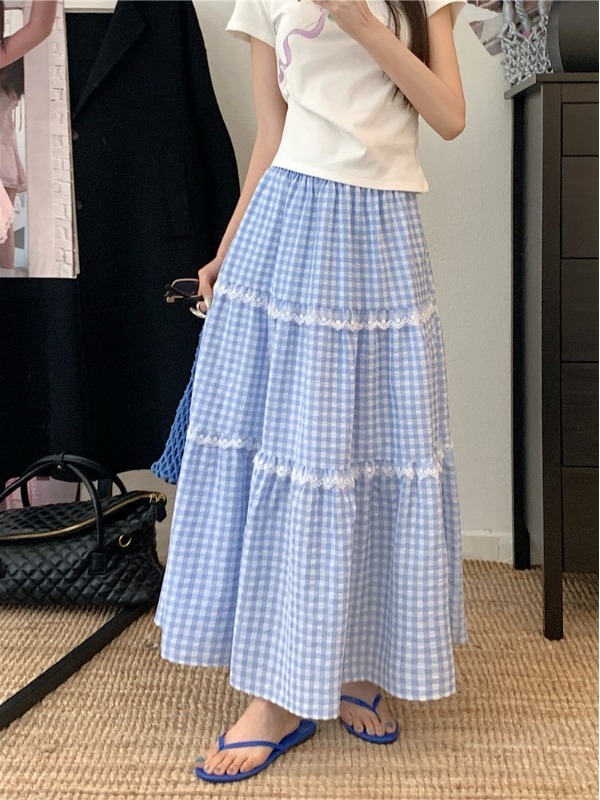 Artı Boyutu Tatlı Dantel Ekose - A-Line Skirt Midi incelemesi ve fiyatı