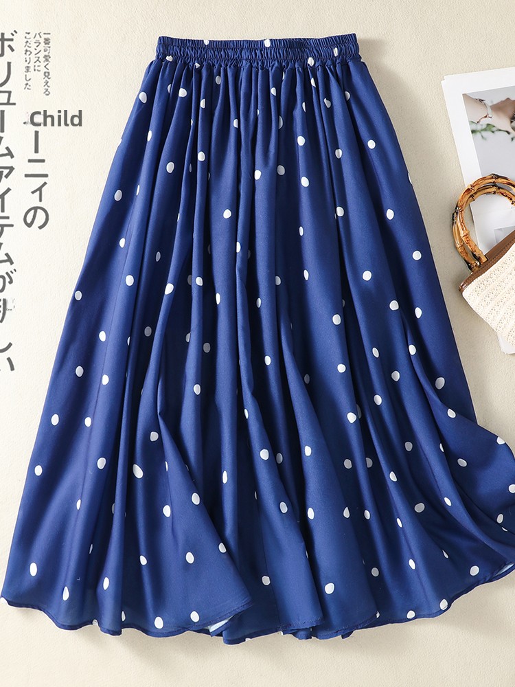 Mavi Puantiyeli Baskılı Kuşakl - A-Line Skirt Midi incelemesi ve fiyatı
