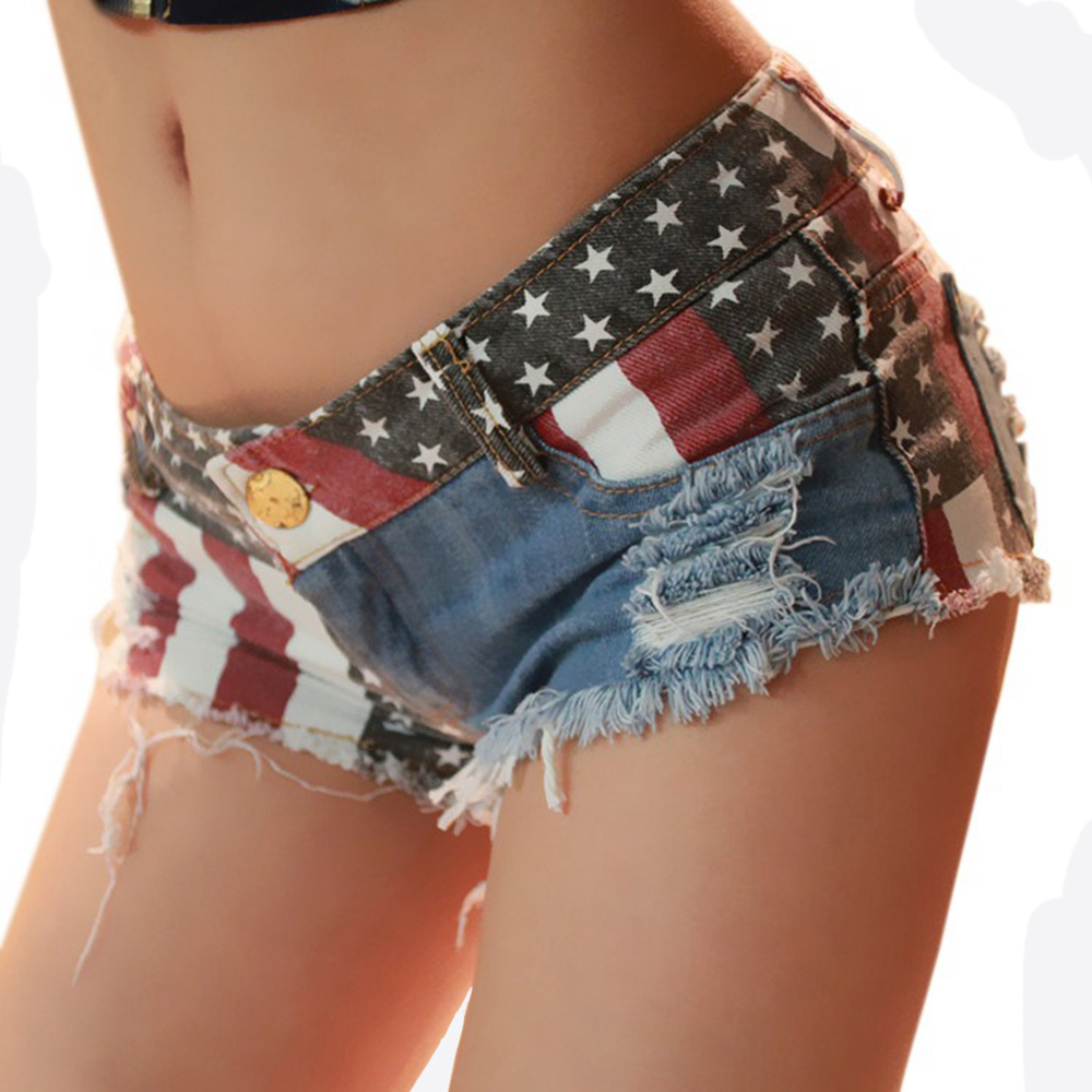 Bayan Ulusal Bayrak Denim Kot  - Denim Shorts Women incelemesi ve fiyatı